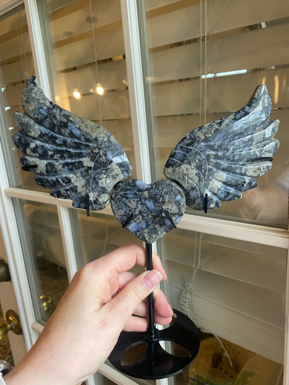 Que Sera Angel Wing Heart Crystal Sculpture